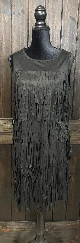 "Black Fringe Suede" Sleeveless Dress Winter unclassified dresses