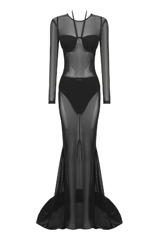 BLACK MESH GOWN Festival unclassified dresses