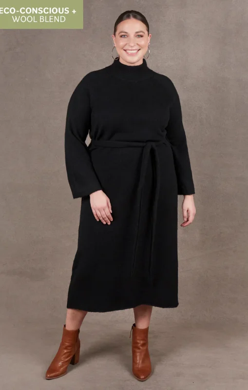 Eb & Ive - PAARL TIE KNIT DRESS - EBONY - last one Street style unclassified dresses