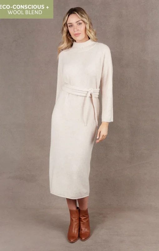 Eb & Ive - PAARL TIE KNIT DRESS - Oat - LAST ONE Casual chic unclassified dresses