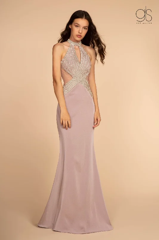 Embellished High Halter Trumpet Dress by Elizabeth K GL2573 Comfortable unclassified dresses