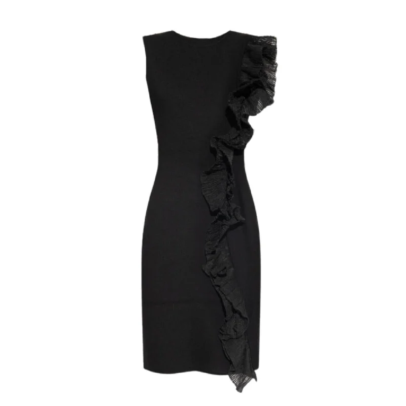 Emporio Armani Black Ruffle Detail Dress Smocked unclassified dresses