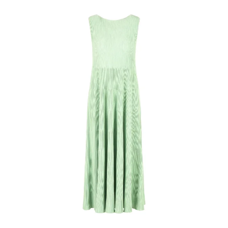 Emporio Armani Light Green Rib Flared Dress Sleeveless unclassified dresses