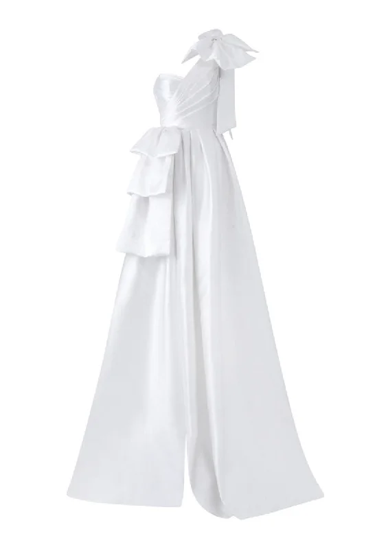 ETHELBERT WHITE TAFFETA BOW TIE GOWN Beaded unclassified dresses