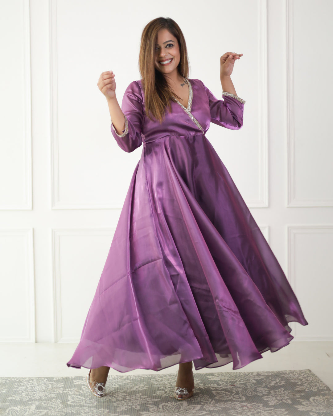 Luxe Iris Purple Organza Angrakha Kurta Sexy unclassified dresses