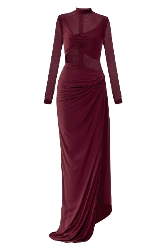 GLORIA CHERRY RED RUCHED GOWN Chiffon unclassified dresses