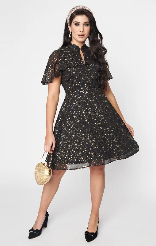 Gold Starburst Dress by Unique Vintage Office unclassified dresses