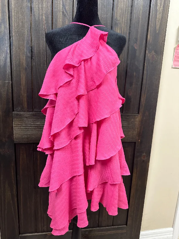 "Hot Pink One Shoulder" Tiered Ruffle Dress Formal unclassified dresses