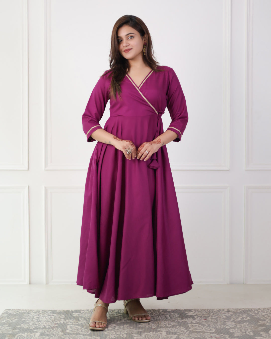 Orchid Violet Cotton Angrakha Kurta Neutral tone unclassified dresses