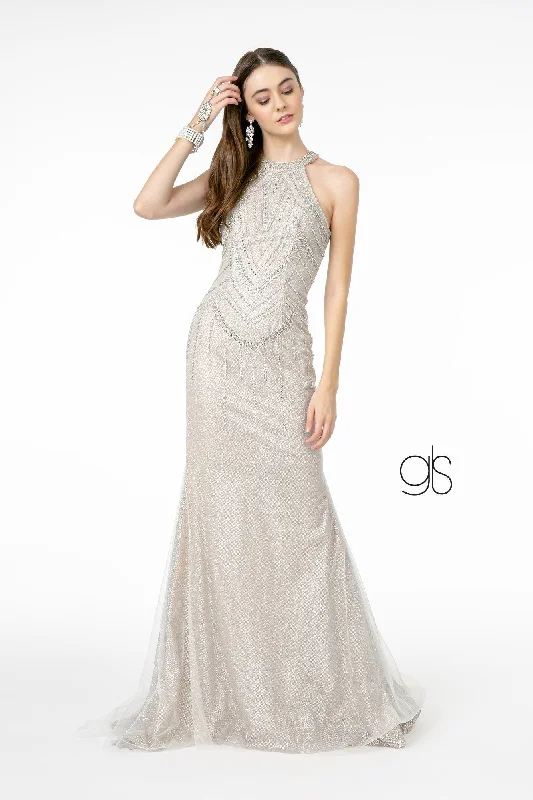 Jeweled High-Neck Glitter Trumpet Dress by Elizabeth K GL1841 Summer unclassified dresses