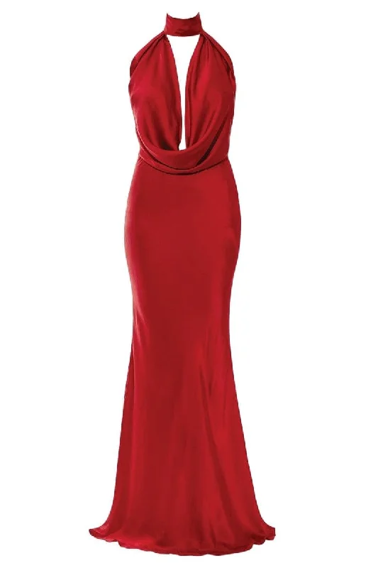 KATHY RED SATIN BACKLESS GOWN Lounge unclassified dresses