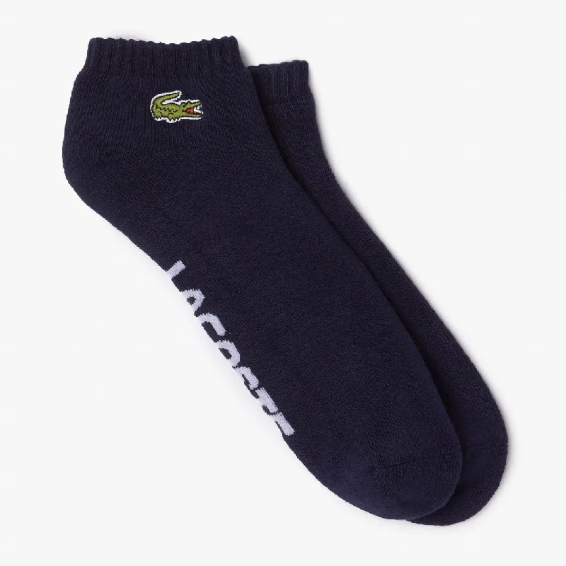 Lacoste Unisex Stretch Cotton Low-Cut Socks (Navy Blue/White) Sequin unclassified dresses