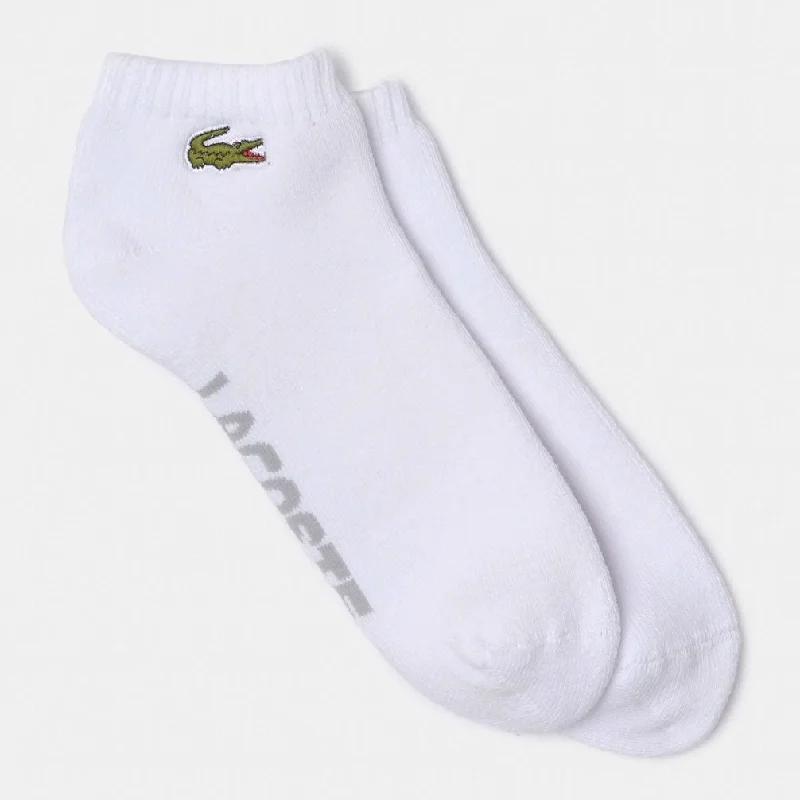 Lacoste Unisex Stretch Cotton Low-Cut Socks (White/Silver) Denim unclassified dresses