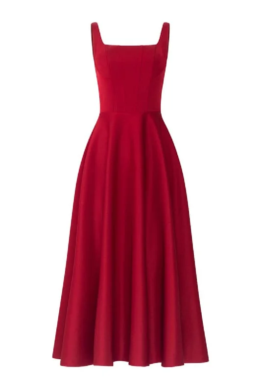 LILIANA RED TAFFETA U-LINE DRESS Floral unclassified dresses