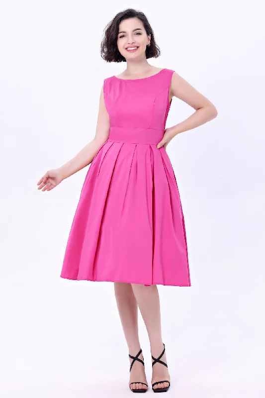 Lily Flare Dress in Pink by Miss Lulo Wedding guest unclassified dresses