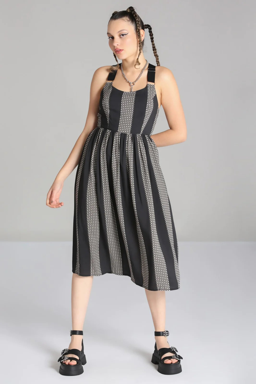 Lita Stripe Dress by Hell Bunny Monochrome unclassified dresses