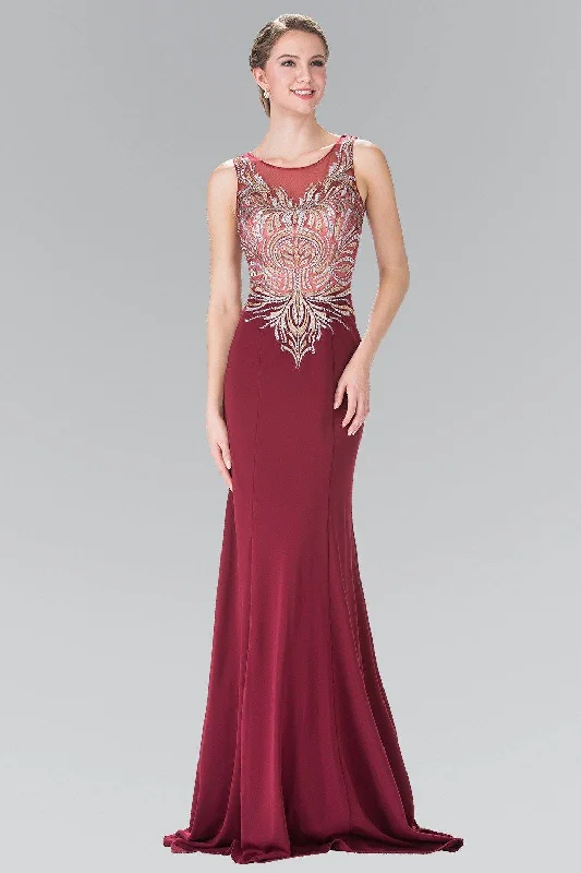 Embroidered Sleeveless Illusion Dress by Elizabeth K GL2323 Sleeveless unclassified dresses