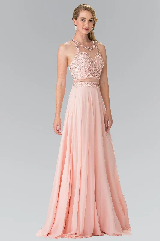 Mock Two-Piece Dress with Beaded Illusion Top by Elizabeth K GL2347 Elegant unclassified dresses