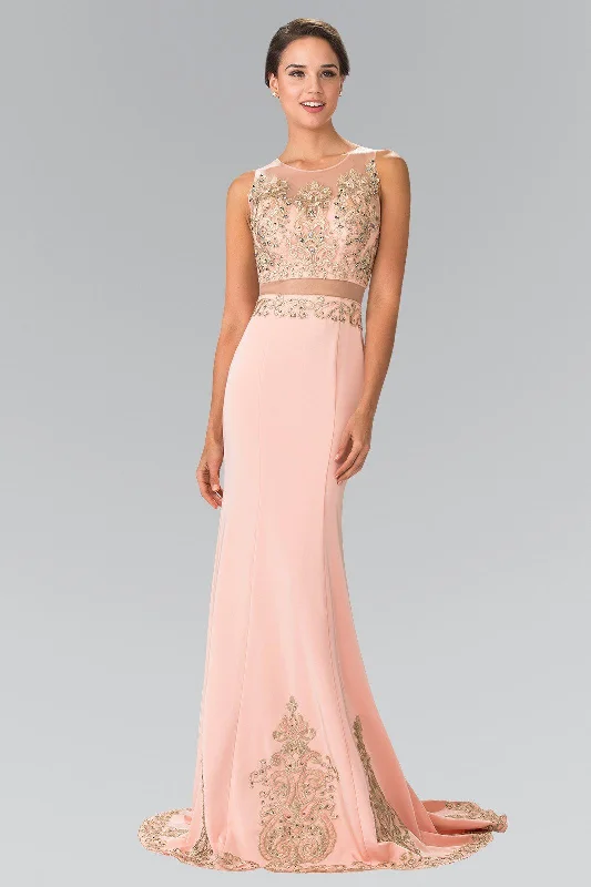 Mock Two-Piece Embroidered Illusion Dress by Elizabeth K GL2248 Beaded unclassified dresses