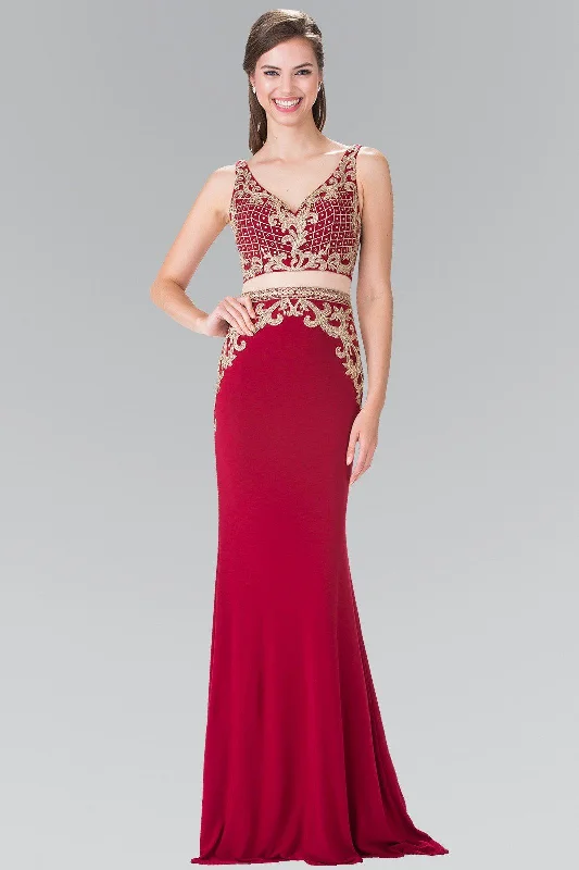 Mock Two-Piece V-Neck Embroidered Dress by Elizabeth K GL2334 Unique unclassified dresses