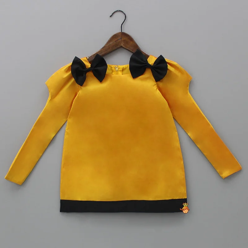 Mustard Yellow Bowie Dress With Stylish Sleeves Mesh unclassified dresses