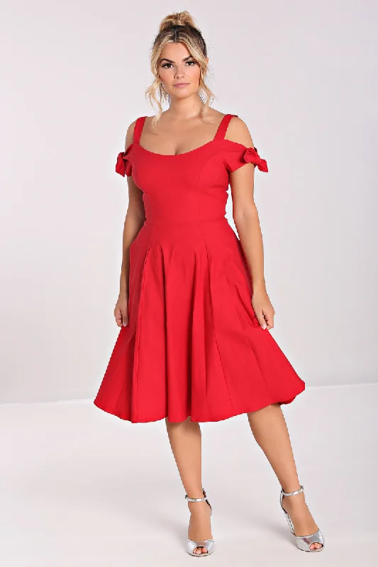 Nancy Fit & Flare Dress in Red by Hell Bunny Preppy unclassified dresses