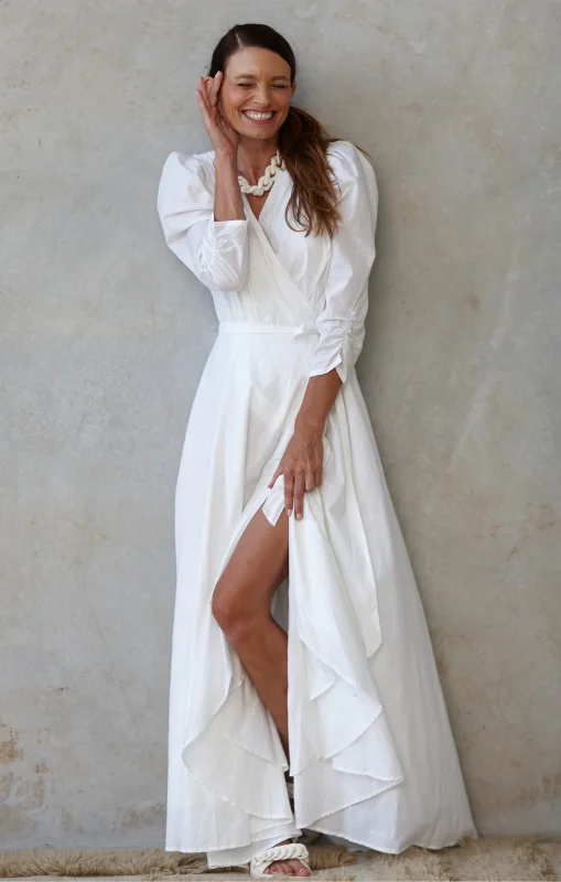 Natasha the Label - Muscari Wrap Dress - White - Last One Affordable unclassified dresses