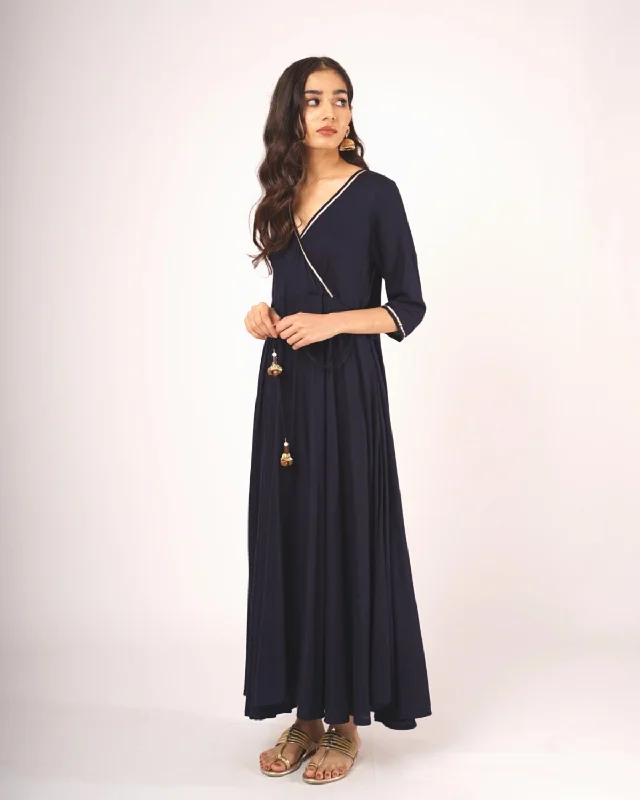 Navy Angrakhaa Gheredaar Kurta Y2K unclassified dresses