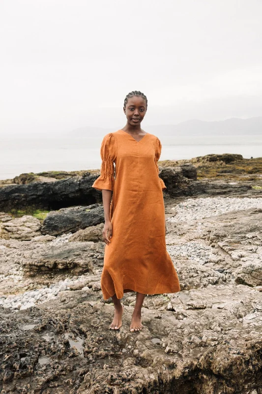 Nerissa-May Linen Dress - Pecan Earthy tone unclassified dresses