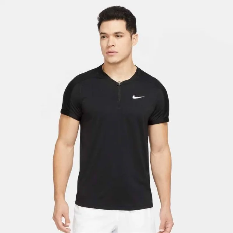 Nike Men's Dri-FIT Slam Zip Polo (Black/White) Designer unclassified dresses