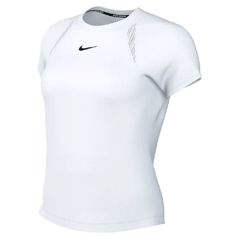 Nike Women's Dri-FIT Advantage SS Top (White) Open-back unclassified dresses