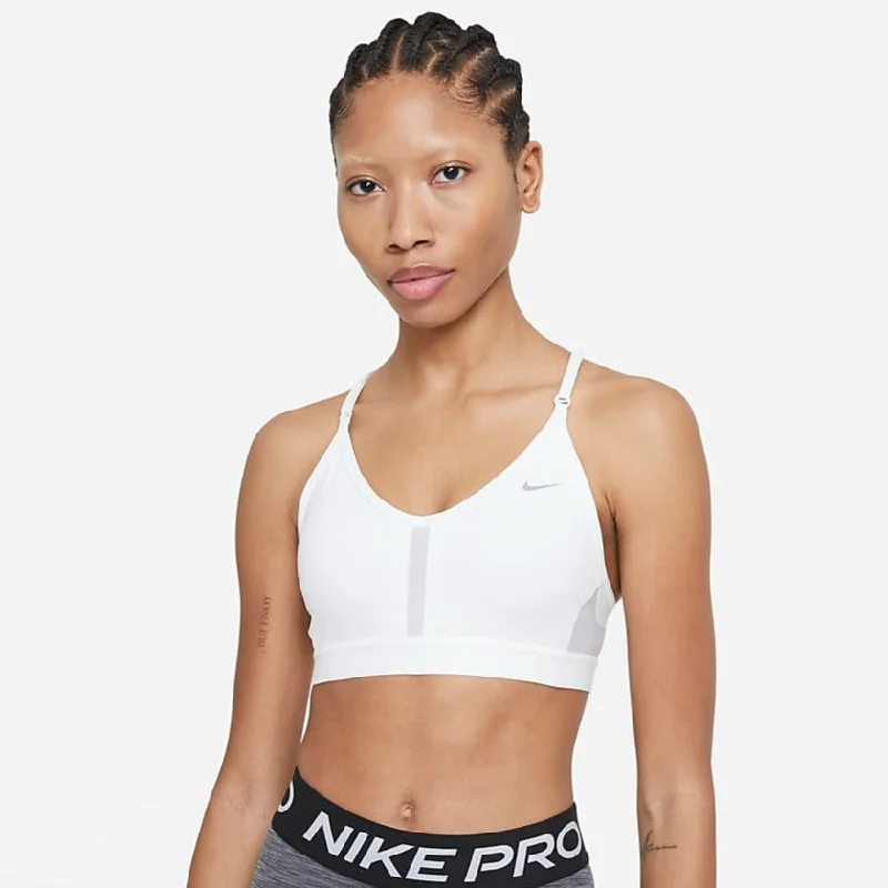 Nike Women's Dri-FIT Indy Light Support Padded V-Neck Sports Bra (White) Monochrome unclassified dresses