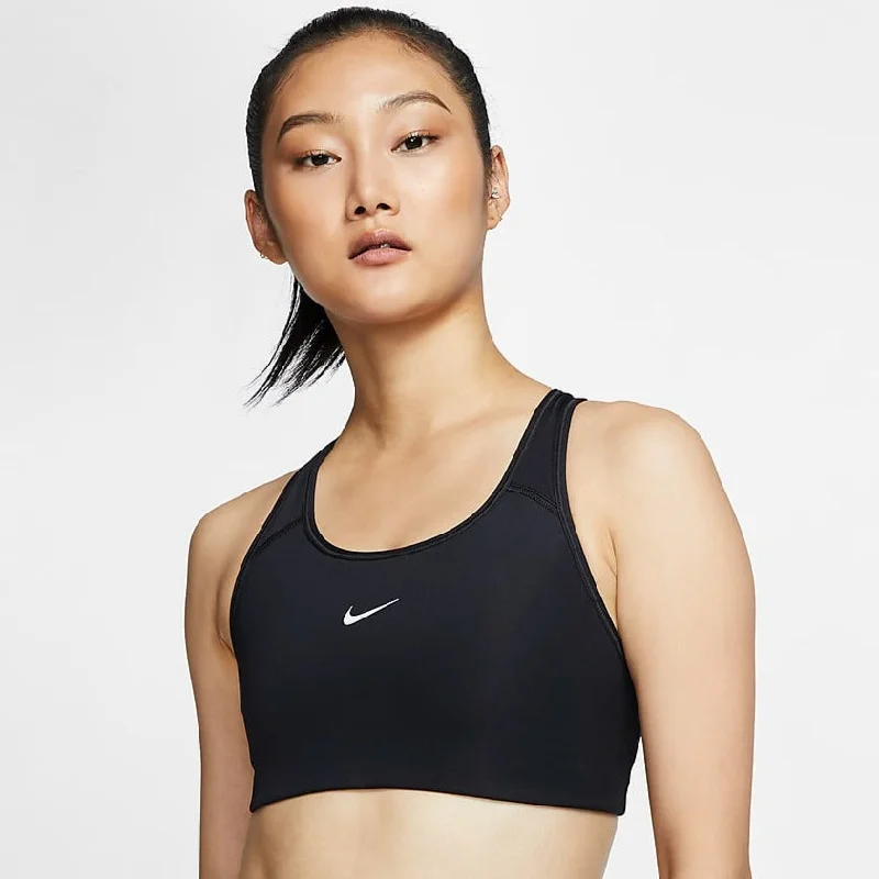 Nike Women's Dri-FIT Swoosh Medium Support 1 Piece Pad Sports Bra (Black/White) Bold pattern unclassified dresses