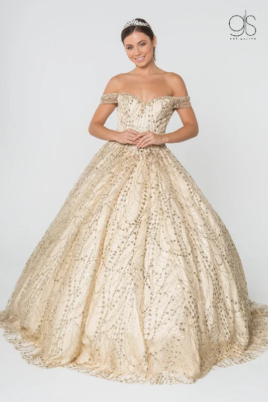 Off Shoulder Glitter Ball Gown by Elizabeth K GL2831 Winter unclassified dresses