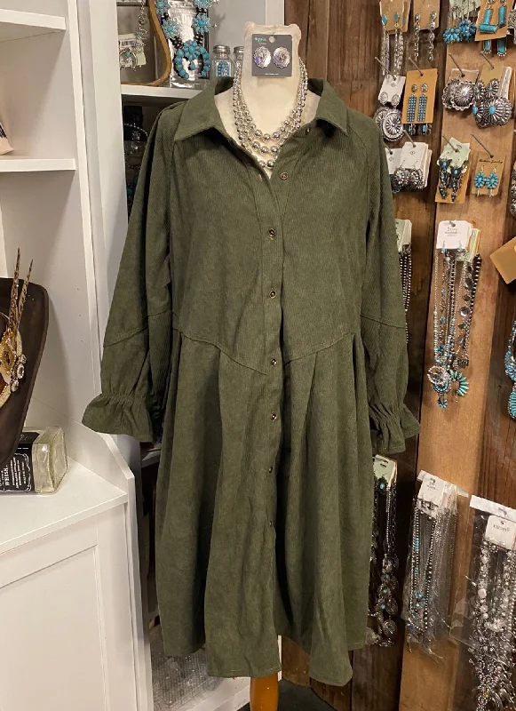 Olive Corduroy Dress Soft fabric unclassified dresses