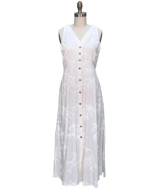 Bamboo Garden White Button Front Tank Dress Tank Dress Style