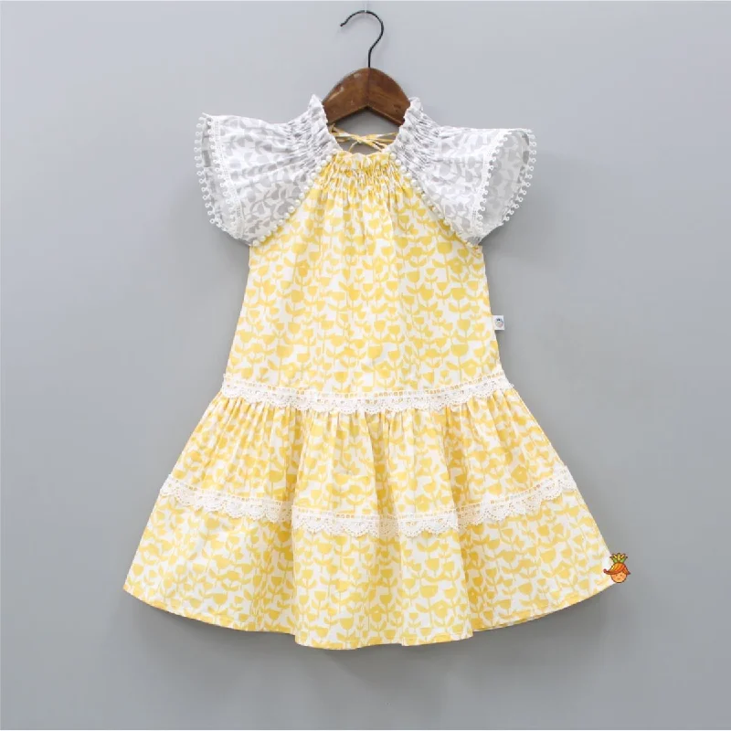 Pre Order: Flat Back Pearls Embellished Yellow And Grey High Neck Dress Club unclassified dresses