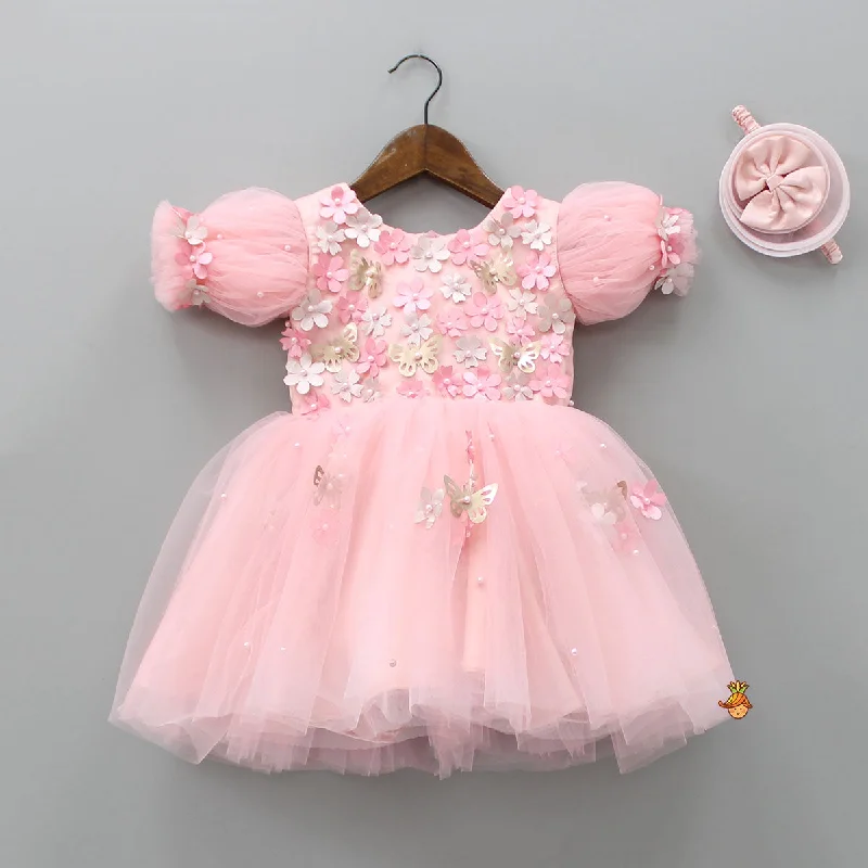 Pre Order: Flower Enhanced Butterfly Wings Dress With Head Band Soft fabric unclassified dresses