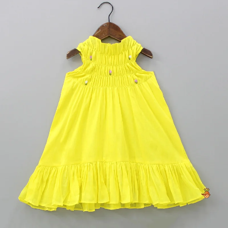 Pre Order: Halter Neck Embroidered Yellow Dress Popular unclassified dresses