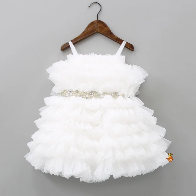 Pre Order: Stunning Ruffled White Dress Sexy unclassified dresses