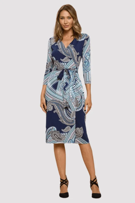 Print V-Neck Jersey Wrap Dress with Tie Best floral dresses for petites