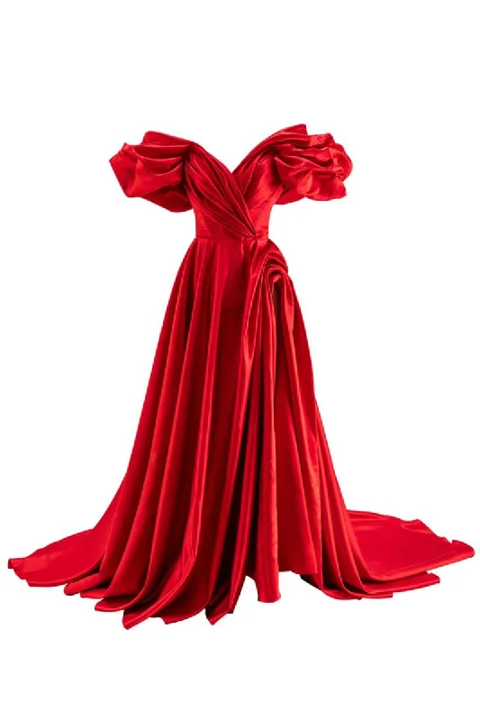 RED VOLUME SCULPTED GOWN Open-back unclassified dresses