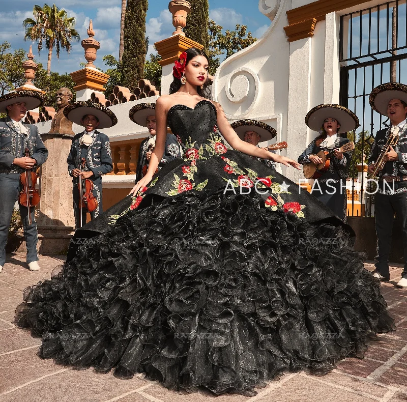 Ruffled Red Floral Quinceanera Dress by Ragazza MV48-148 Shein floral dresses