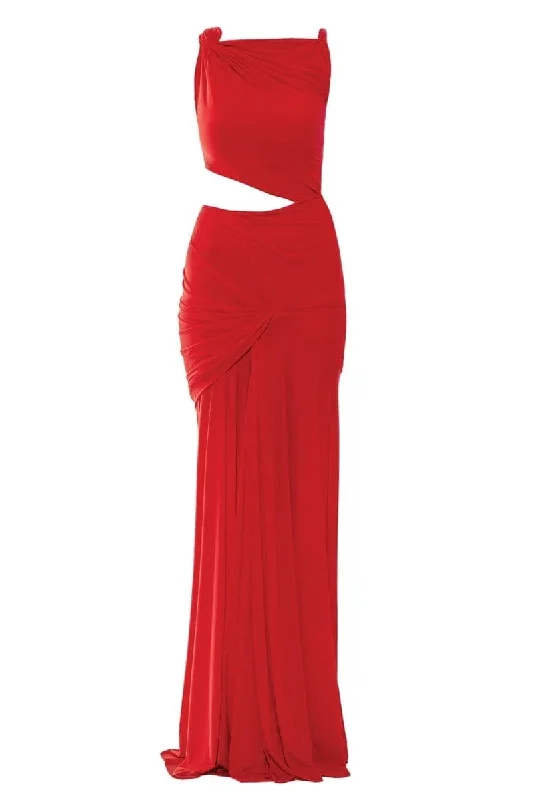 SAL RED CUT-OUT GOWN Sequin unclassified dresses