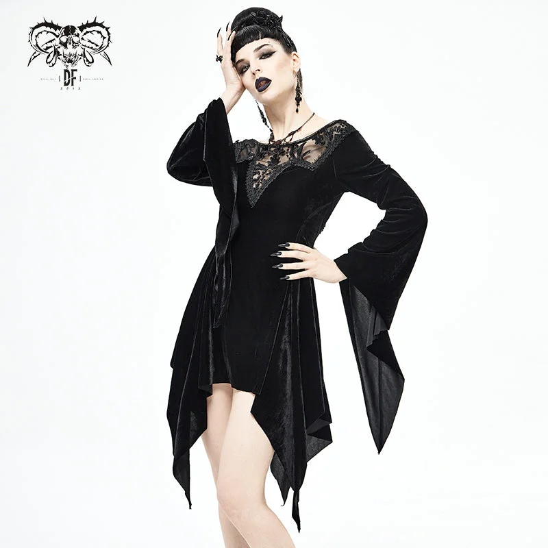 SKT121 flat shoulder deep V daily life gothic dress Fashionable unclassified dresses