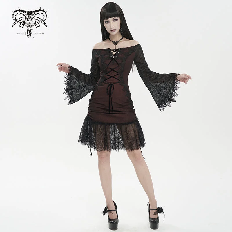 SKT164 Gothic Dark Red Daily Dress Trendy new unclassified dresses