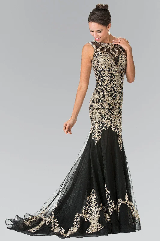 Sleeveless Embroidered Dress with Small Train by Elizabeth K GL2307 High-low unclassified dresses