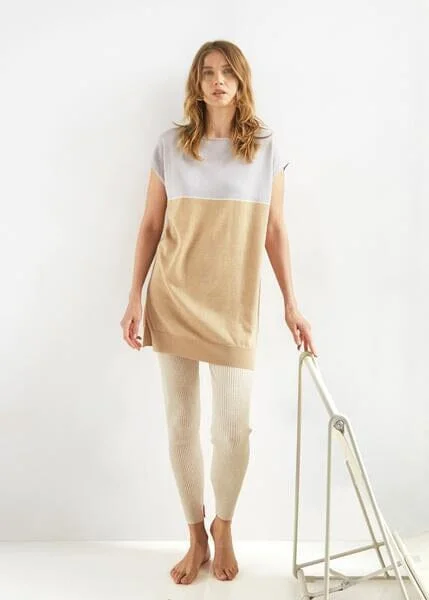 Summer Tee Dress - Camel/Mist Striped unclassified dresses