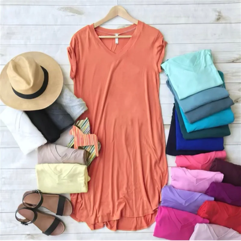 V-Neck Swing Dress With Pockets - Coral One-shoulder unclassified dresses