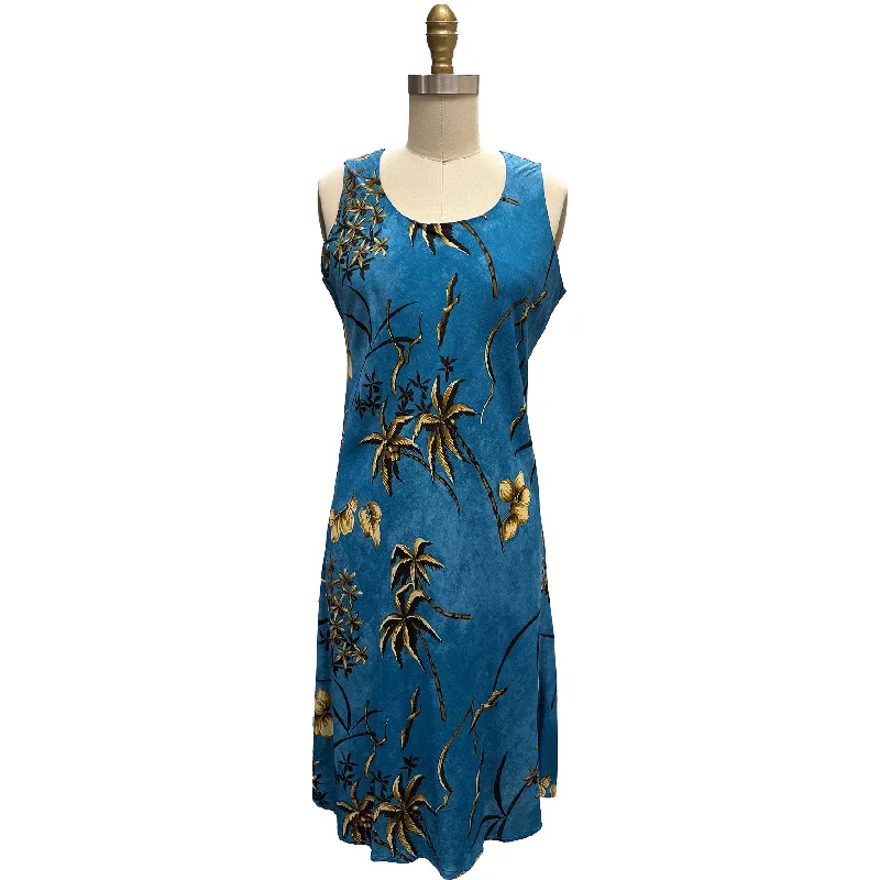 Retro Oasis Cool Water Tank Dress Comfortable Sleeveless Dress